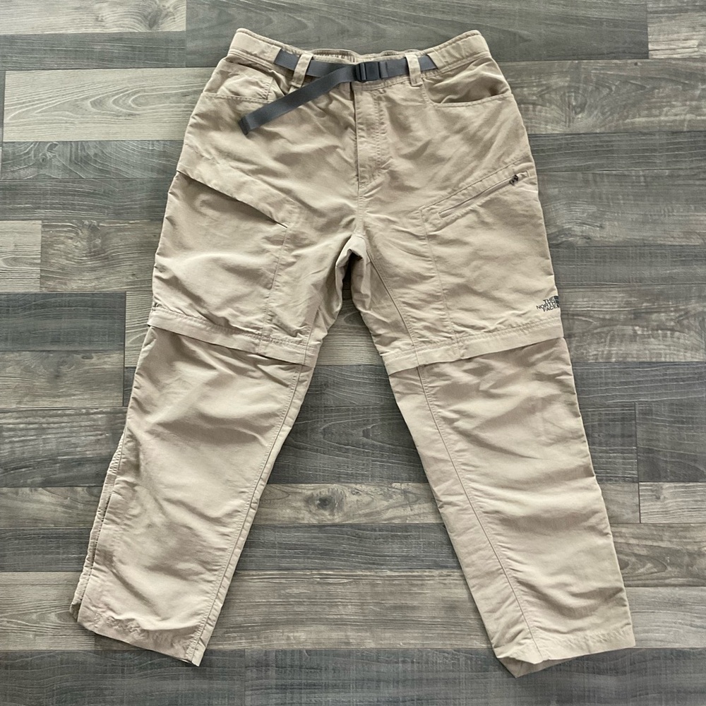 35x29 The North Face TNF Convertible Pants Men’s LARGE SHORT Tan Khaki Belted